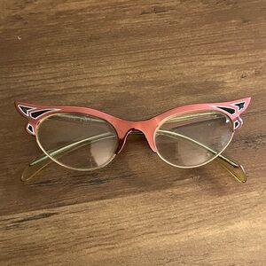 Vintage Hudson Metal Aluminum Rose Pink Cat-Eye Glasses